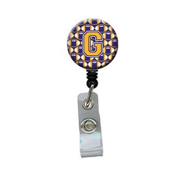 Carolines Treasures Letter G Football Purple and Gold Retractable Badge Reel CJ1064-GBR